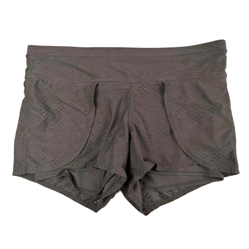 Athleta‎ Womens Gray Perforated Running Shorts with Liner and Zip Pocket Size S